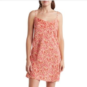 Abound Floral Cowl Neck Satin Chemise Dress Size S